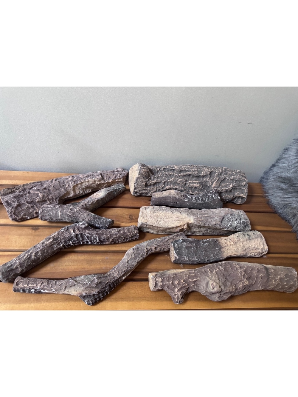 FORMORE Ceramic Gas Logs Set 9 Piece Ceramic Wood Fireplace Logs Insert